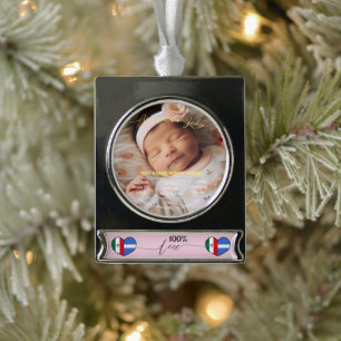 Welkom Baby Aangepaste foto Pasgeboren Statistie Verzilverd Banner Ornament