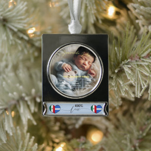 Welkom Baby   Aangepaste foto Pasgeboren statistie Verzilverd Banner Ornament