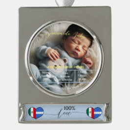 Welkom Baby | Aangepaste foto Pasgeboren statistie Verzilverd Banner Ornament