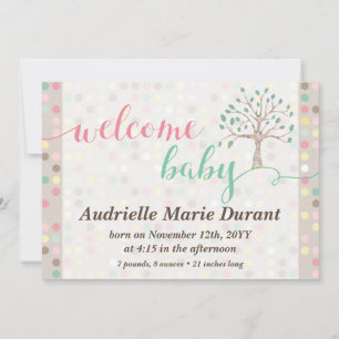 Welkom Baby Aankondiging Pastel Boom Eigen Foto