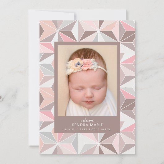 WELKOM BABY | Aankondiging van de roze geometrisch (Voorkant)
