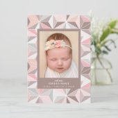 WELKOM BABY | Aankondiging van de roze geometrisch (Staand voorkant)