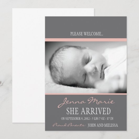 "Welkom Baby" - Aankondiging van geboorte (Voorkant / Achterkant)
