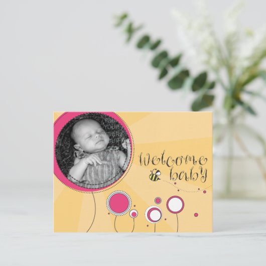 Welkom Baby Aankondigingskaart (Staand voorkant)