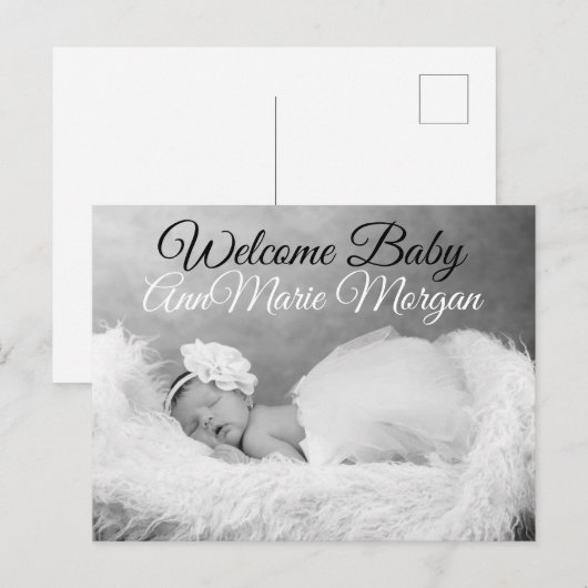 Welkom Baby Aankondigingskaart (Voorkant / Achterkant)