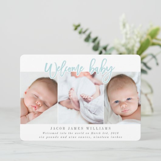 WELKOM BABY-BLUE AANKONDIGING (Staand voorkant)