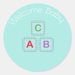 Welkom Baby Blue Blocks Sticker