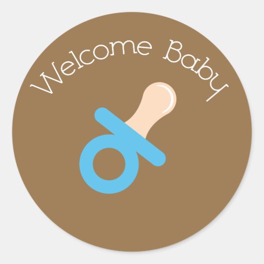 Welkom Baby Blue Fopspeen Sticker (Voorkant)