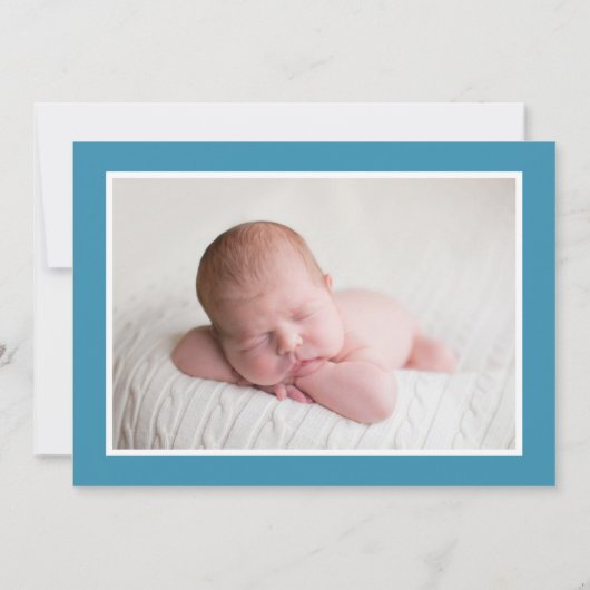 Welkom Baby Blue Photo Cursive Script Birth Aankondiging (Achterkant)