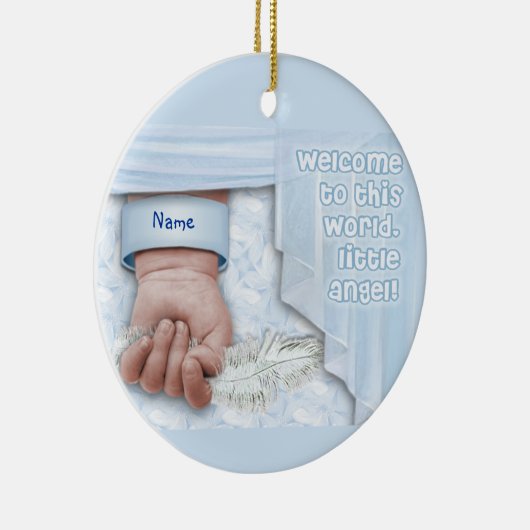 Welkom Baby Boy (aanpasbaar) Keramisch Ornament (Rechts)