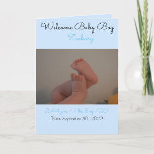 Welkom Baby Boy Birth Stats Fotokaart Aankondiging