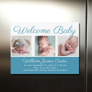 Welkom Baby Boy Blue Cute Newborn Photo Magnet