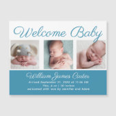 Welkom Baby Boy Blue Cute Newborn Photo Magnet (Voorkant)