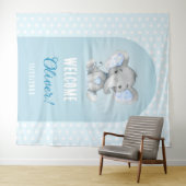 Welkom Baby Boy Blue Elephant Photo Backdrop Wandkleed (In Situ (horizontaal))