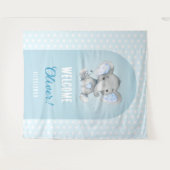 Welkom Baby Boy Blue Elephant Photo Backdrop Wandkleed (Voorkant (horizontaal))
