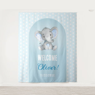 Welkom Baby Boy Blue Elephant Photo Backdrop Wandkleed