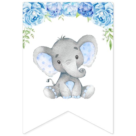 Welkom Baby Boy Blue Olifant Douche Sprinkle Vlaggetjes (Tweede vlag)