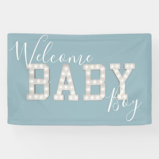 Welkom Baby Boy Blue Shower Party-banner Spandoek (Horizontaal)
