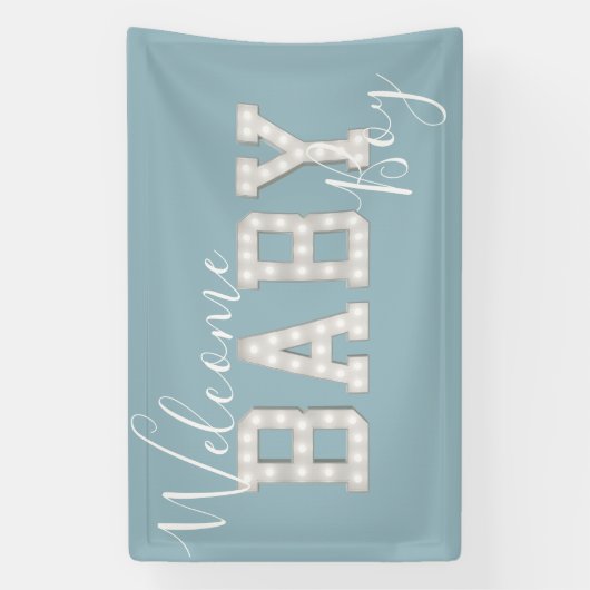 Welkom Baby Boy Blue Shower Party-banner Spandoek (Verticaal)
