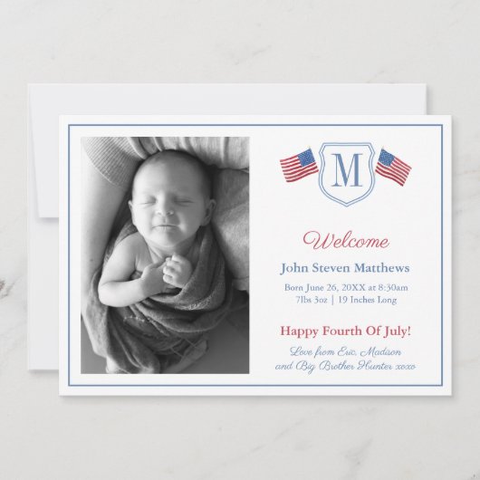 Welkom baby boy Boy Birth Aankondiging (Voorkant)