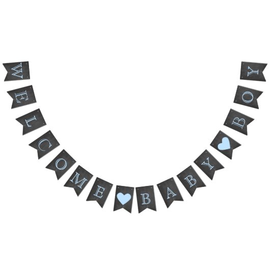 Welkom Baby Boy Chalkboard Look Vlaggetjes (Alle)