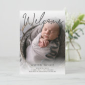 Welkom Baby Boy Foto Aankondiging van de geboorte (Staand voorkant)