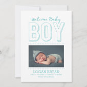 Welkom Baby Boy | geboorteaankondiging Aankondiging (Voorkant)