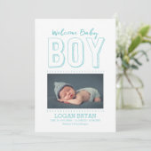Welkom Baby Boy | geboorteaankondiging Aankondiging (Staand voorkant)