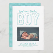 Welkom Baby Boy | geboorteaankondiging Aankondiging (Voorkant / Achterkant)