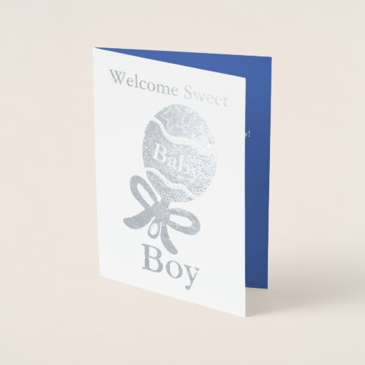 Welkom Baby Boy Gold Foil Wenskaart Folie Kaarten (Voorkant)