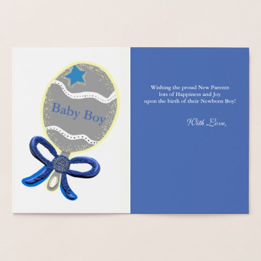 Welkom Baby Boy Gold Foil Wenskaart Folie Kaarten (Binnen)