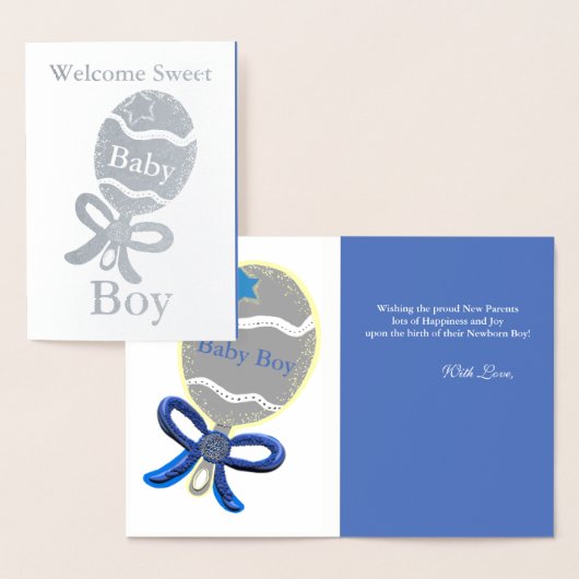 Welkom Baby Boy Gold Foil Wenskaart Folie Kaarten (Display)