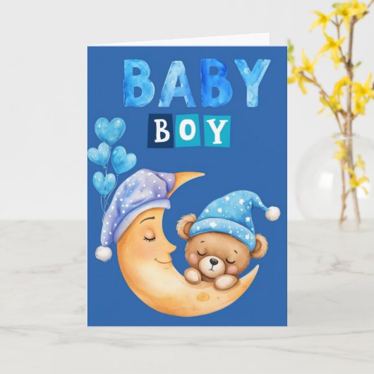 Welkom Baby Boy Kaart (Gele Bloem)