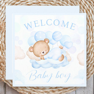 Welkom Baby Boy Name Blue Beer Kaart
