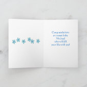 Welkom Baby Boy Name Persoonlijk Blauw Buggy Kaart (Binnen)