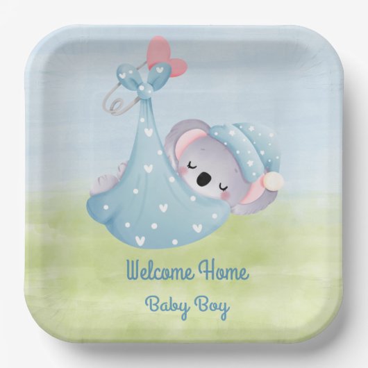 Welkom Baby Boy Papieren Bordje (Voorkant)