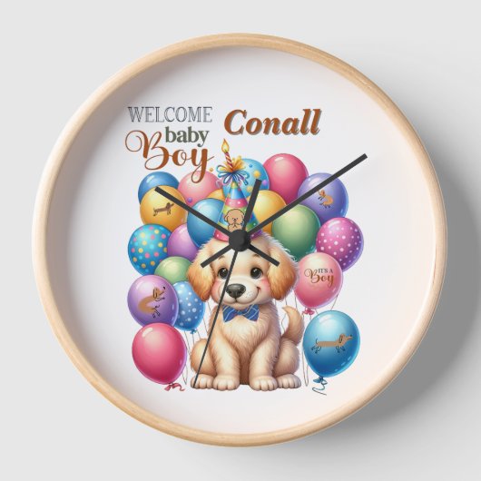 Welkom Baby Boy Puppy Hond en Ballonnen Ontwerp (Voorkant)