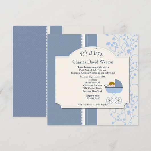 Welkom Baby Boy Shower Uitnodiging (Voorkant / Achterkant)