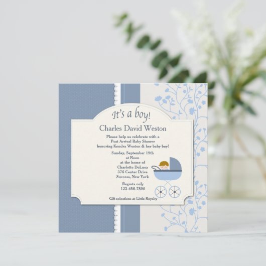 Welkom Baby Boy Shower Uitnodiging (Staand voorkant)