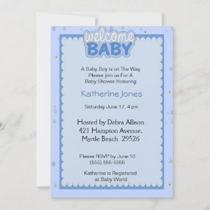Welkom Baby Boy Shower Uitnodiging