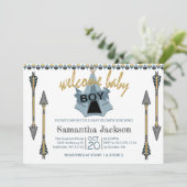 Welkom Baby Boy - Teepee en Arrows Kaart (Staand voorkant)