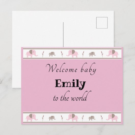 Welkom baby briefkaart (Voorkant / Achterkant)