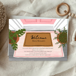 Welkom Baby Deur Mat Roze Meisje Baby shower Kaart