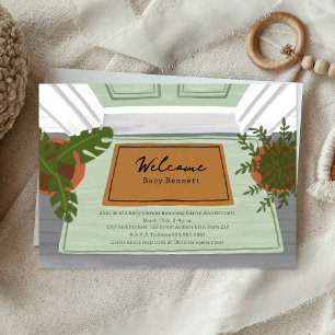 Welkom Baby Deurmat Groen Neutraal Baby shower Kaart