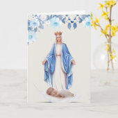 Welkom Baby Doop Gezegende Maagd Maria Katholiek Kaart (Gele Bloem)