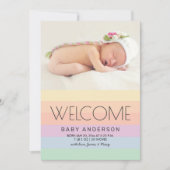 Welkom Baby Elegant Pastel Rainbow Foto Birth Aankondiging (Voorkant)
