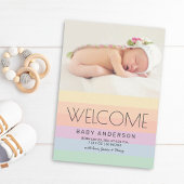 Welkom Baby Elegant Pastel Rainbow Foto Birth Aankondiging