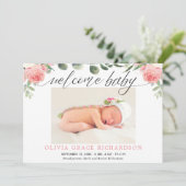 Welkom baby eucalyptus florale geboorte aankondigi (Staand voorkant)