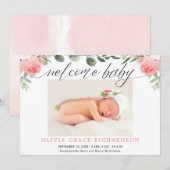 Welkom baby eucalyptus florale geboorte aankondigi (Voorkant / Achterkant)