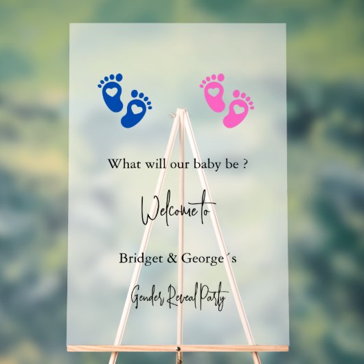 Welkom baby Feet Geslacht onthullen Party Frosted Acryl Bord (Neutraal)